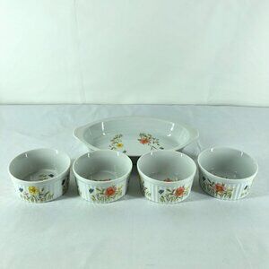 Country Flowers by Andrea Casserole Dish With 4 Serving Dishes